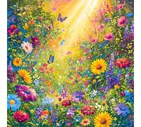 5D Diamond Art Painting Kits for Adults, Wildflowers Diamond Art, DIY Round Full Drill Cross Stitch Crafts Pictures Butterfly Embroidery Kit for Beginner, Home Decor, Gifts for Women 45x45 cm G8-1047