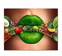 5D Diamond Art Painting Kits Green Lips Fruit, DIY Diamond Painting Art Kit by Number Full Drill Dot Rhinestone Crystal Cross Stitch Embroidery Pictures, for Home Wall Decor Gift Round Drill 70x90cm