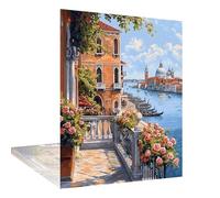 5D Diamond Art Painting Kits Rose Diamond Painting Venice Dimond Art for Adults, 40x50cm Large DIY Round Full Drill Gem Crafts Crystal Creations for Adults, Home Wall Decor, Gifts for Women W6-738