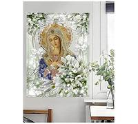 5D Diamond Art Painting Kits Virgin Lily, DIY Diamond Painting Art Kit by Number Full Drill Dot Rhinestone Crystal Cross Stitch Embroidery Canvas Pictures, for Home Wall Decor Gift Round Drill 70x90cm