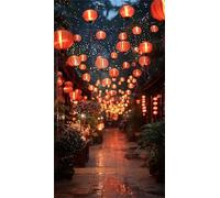 5D Diamond Art Painting,Lantern Night Street Diamond Painting Kits for Adults,DIY Square Full Drill Canvas Embroidery Cross Stitch,Diamond Arts Crafts Painting Pictures for Home Wall Decor 20x50cm