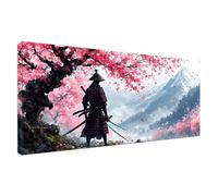 5D Diamond Art Painting Large Sakura Samurai Diamond Painting Kits for Adults, DIY Diamond Art Kit Full Drill Cross Stitch Diamond Mosaic Art Crafts Gem Art Painting for Home Wall Decor 100x50cm J-973