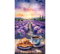 5D Diamond Art Painting,Lavender Coffee Diamond Painting Kits for Adults,DIY Square Full Drill Canvas Embroidery Cross Stitch,Diamond Arts Crafts Painting Pictures for Home Wall Decor 100x210cm