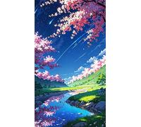 5D Diamond Art Painting,Nature River Sky Diamond Painting Kits for Adults,DIY Round Full Drill Canvas Embroidery Cross Stitch,Diamond Arts Crafts Painting Pictures for Home Wall Decor 90x190cm
