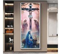 5D Diamond Art Religion Cross Diamond Painting Kits for Adults, 90 X 30 cm Large Size Diamond Art Kits, DIY Diamond Dot Crystal Art, Gem Art Cross Embroidery Crafts, Home/Room Wall Decor Gifts-n415