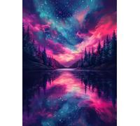 5D Diamond Art Starry Sky, DIY Diamond Painting Kits for Adults, Round Full Drill Lake Dimond Art, Crystal Arts and Crafts for Adults Beginners Canvas Wall Arts for Room Decor Gifts 14 x 22 Inch O4-19