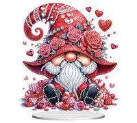 5D Diamond Art Tabletop Gnome Ornaments Kit - DIY Valentine’s Day Special Shaped Crystal Diamond Art Painting Desk Placement Ornament for Home Decor