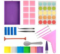 5D Diamond Art Tool Kit - 24Pcs Upgrade Diamond Painting Accessories Set, Stackable DIY Point Drill Pen Kit, DIY Diamond Accessories Kit, Art Pictures Crystal Full with Point Drill Pen for Adults Kids