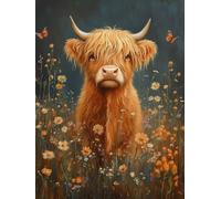 5D Diamond Painting Animal,DIY Highland Cattle Diamond Art Kits Adults Square Full Drill Gem Arts and Crafts for Adults kit Crystal Art Rhinestone Canvas Painting for Home Wall Decor 40x60 inch YI-288