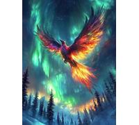 5D Diamond Painting Animal, DIY Phoenix Diamond Art Kits Adults Round Full Drill Gem Arts and Crafts for Adults kit Crystal Art Rhinestone Canvas Painting for Home Wall Decorations 40x50cm YI-124