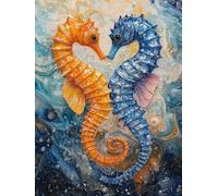 5D Diamond Painting Animal, DIY Seahorse Diamond Art Kits Adults Square Full Drill Gem Arts and Crafts for Adults kit Crystal Art Rhinestone Canvas Painting for Home Wall Decorations 14x20 inch YI-388