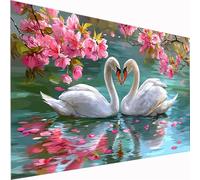 5D Diamond Painting Animal Large Diamond Art Lake Picture DIY Square Full Drill Gem Art Crystal Embroidery Cross Stitch Set for Adults & Kids, Perfect for Wall Decor, Relaxing Hobby 90x180cm Z1-1006