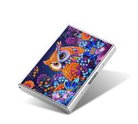5D Diamond Painting Art Credit Card Holder Wallet, Stainless Steel Card Storage Bag with Owl Pattern, 3.8x2.55in with 6 Slots - Travel Business Gift for Adults