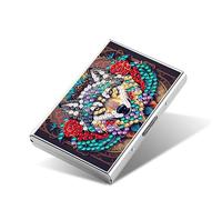 5D Diamond Painting Art Credit Card Holder Wallet, Stainless Steel Card Storage Bag with Wolf Pattern, 3.8x2.55in with 6 Slots - Travel Business Gift for Adults
