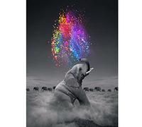 5D Diamond Painting Art Kits for Adults, Full Drill Round Crystal Rhinestone Art Craft DIY Painting Kits for Parents Children Interaction, Home Wall Decor (Elephant 30x40cm)