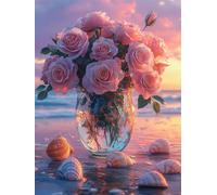 5D Diamond Painting Beach Large Diamond Art for Adults Kids 90x120cm Painting by Numbers Rose Full Drill DIY Rhinestone Gem Art Cross Stitch Embroidery Kit for Relaxation and Home Wall Decor L-365