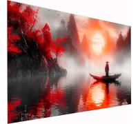 5D Diamond Painting Boat Large Diamond Art Man Picture DIY Square Full Drill Gem Art Crystal Embroidery Cross Stitch Set for Adults & Kids, Perfect for Wall Decor, Relaxing Hobby Gift 50x100cm Z1-578