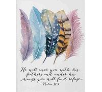 5D Diamond Painting by Number Kit for Adult, DIY Full Drill Bird Feathers Bible Verses Christianity Embroidery Rhinestone Painting Arts Craft for Home Wall Decor 12 X 16 Inch