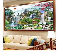 5D Diamond Painting by Number Kits Pine Tree Waterfall (50x150cm/20x60inch) Adults 5D Diamond Art Full Round Drill Set DIY Crystal Rhinestone Embroidery Cross Stitch Pictures for Home Wall Decor