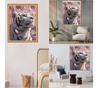 5D Diamond Painting Cherry Blossoms, DIY Tiger Diamond Art Kits Adults Round Full Drill Gem Arts and Crafts for Adults kit Crystal Art Rhinestone Painting for Home Wall Decor Gifts 14x20 inch Q4-366