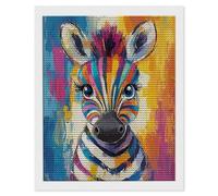 5D Diamond Painting Colorful Zebra, Diamond Art Kits Adults, DIY Full Round Drill Gem Art Mosaic Painting, Crystal Embroidery Cross Stitch Crafts Adults Beginners Crafts for Room Decor 50 x 70cm F-54
