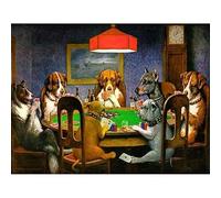 5D Diamond Painting dogs playing poker 3D Embroidery Cross stitch Full Round Diamond Mosaic Cartoon Painting Home Decor 40 * 50cm