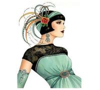 5D Diamond Painting Elegant Woman Kits for Adults DIY Lady Full Drill Paint by Number Kits Diamond Arts Craft Decorations 30x40cm/12x16in (Lady with Feather Headdress 24)