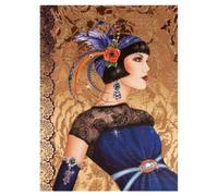 5D Diamond Painting Elegant Woman Kits for Adults DIY Lady Full Drill Paint by Number Kits Diamond Arts Craft Decorations 30x40cm/12x16in (Lady with Feather Headdress 21)