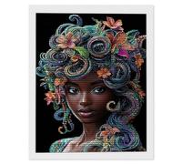 5D Diamond Painting for Adults, Black Woman Diamond Art Kits Adults, Crystal Art Round Full Drill Canvas Painting DIY Gem Arts Cross Stitch Crafts Home Wall Room Decor, Gifts for Women 80x120cm Q-338