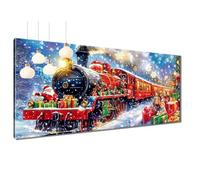 5D Diamond Painting for Adults Christmas Diamond Art Kits, DIY Round Full Drill Embroidery Cross Stitch Painting by Numbers, Train Crystal Gem Art and Crafts for Adults Home Wall Decor 28x55 in T3-808