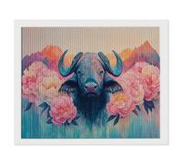 5D Diamond Painting for Adults, Flower Buffalo Diamond Art Kits Adults, Crystal Art Round Full Drill Canvas Painting DIY Gem Arts Cross Stitch Crafts Home Wall Room Decor, Gifts for Women 40x60cm Q450