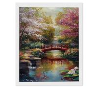 5D Diamond Painting for Adults, Garden Bridge Diamond Art Kits Adults, Crystal Art Round Full Drill Canvas Painting DIY Gem Arts Cross Stitch Crafts Home Wall Room Decor, Gifts for Women 50x75cm Q-487