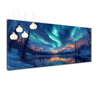 5D Diamond Painting for Adults Lake Diamond Art Kits, DIY Square Full Drill Embroidery Cross Stitch Painting by Numbers, Aurora Crystal Gem Art and Crafts for Adults Home Wall Decor 32x63 inch T3-570