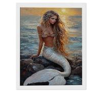 5D Diamond Painting for Adults, Mermaid Diamond Art Kits Adults, Crystal Art Round Full Drill Canvas Painting DIY Gem Arts Cross Stitch Crafts Home Wall Room Decor, Gifts for Women 90x135cm Q-638