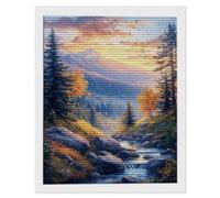 5D Diamond Painting for Adults, Mountains And Rivers Diamond Art Kits Adults, Crystal Art Round Full Drill Canvas Painting DIY Gem Arts Cross Stitch Crafts Home Wall Room Decor, Gifts 60x90cm Q-815