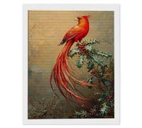 5D Diamond Painting for Adults, Red Bird Diamond Art Kits Adults, Crystal Art Round Full Drill Canvas Painting DIY Gem Arts Cross Stitch Crafts Home Wall Room Decor, Gifts for Women 40x60cm Q-346