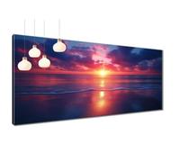 5D Diamond Painting for Adults Sunset Diamond Art Kits, DIY Square Full Drill Embroidery Cross Stitch Painting by Numbers, Beach Crystal Gem Art and Crafts for Adults Home Wall Decor 32x63 inch T3-602