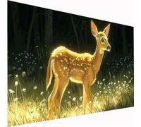 5D Diamond Painting Forest Large Diamond Art Sika Deer Picture DIY Square Full Drill Gem Art Crystal Embroidery Cross Stitch Set for Adults Kids,Perfect for Wall Decor, Relaxing Hobby 100x200cm Z1-470