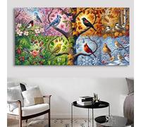 5D Diamond Painting Four Seasons Tree Diamond Art Bird, DIY Full Square Drill Gem Art Craft Kits for Kids Beginners, Arts and Crafts for Adults Rhinestone Embroidery Kit Mosaic Kit 40x80inch, Cod-318