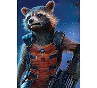 5D Diamond Painting Full Drills for Adults,DIY Cross Stitch Diamond Arts by Number Kits Round Beads Embroidery Paintings Craft for Home Wall Decor Rocket Raccoon 12 X 16 Inch