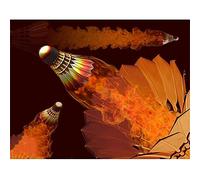 5D Diamond Painting Full Kit Fire Badminton Sports 50x80cm Diamond Art for Kids by Number Crystal Embroidery Full Drill Rhinestone Cross Stitch Arts Craft for Home Wall Decor Gifts(20x32in)