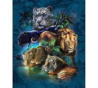 5D Diamond Painting Full Kit Tiger Lion Leopard 50x70cm Diamond Art for Kids by Number Crystal Embroidery Full Drill Rhinestone Cross Stitch Arts Craft for Home Wall Decor Gifts (20x28in)