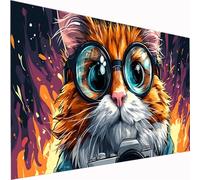 5D Diamond Painting Glasses Large Diamond Art Animal Picture DIY Square Full Drill Gem Art Crystal Embroidery Cross Stitch Set for Adults & Kids, Perfect for Wall Decor, Relaxing Hobby 50x100cm Z1-880
