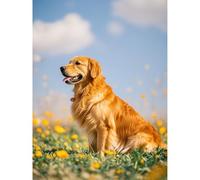 5D Diamond Painting Golden Retriever Diamond Art DIY Kits Full Round Drill Crystal by Number Stitch Embroidery Arts and Crafts for Living Room Bedroom Home Wall Decor 12x16 inch