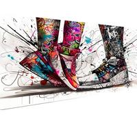 5D Diamond Painting Graffiti Shoes, Large Diamond Painting Kits for Adults, DIY Full Drill Diamond Art Crystal Rhinestone Gem Art Crafts Paintings for Home Wall Decoration Gifts 28x14in/70x35cm A-222