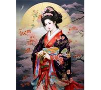 5D Diamond Painting Japanese Classical Woman 5D Diamond Painting Round Full Drill DIY Gifts Create Your Own Diamond Painting for Home Decor 40x50cm