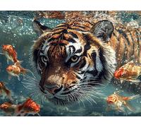 5D Diamond Painting Kit for Adults, Diamond Art 50x60 cm Tiger fish With Round Sparkling Diamonds, Complete DIY Crystal Gem Art Craft Set, Stress Relief Relaxing, Home Wall Decor Idea Gifts JZ-276