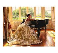 5D Diamond Painting Kit for Adults Full Drill Square Drill Piano Girl 70x100cm DIY Large Diamond Art Crystal Rhinestone Embroidery Cross Stitch Art Craft Canvas Pictures Home Wall Decor (28x40in)