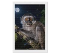 5D Diamond Painting Kit for Adults, Peruvian Night Monkey Full Round Drill DIY Diamond Art with Sparkling Gems - Complete Set for Beginners, Unique Wall Decor Gift 8"x12"