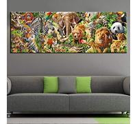 5D Diamond Painting Kit Full Drill Large Size DIY Diamond Art Embroidery Crystal Rhinestone Cross Stitch Adult Child Handmade Canvas Painting for Home Wall Decor Wild Lion Tiger Square Drill,30x90cm